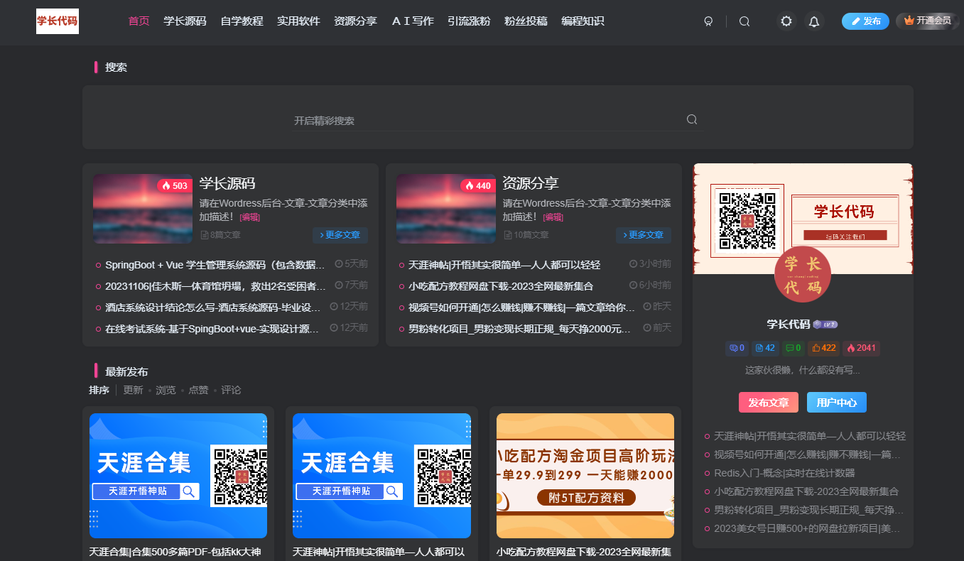 2023子比主题学习版本|亲测可用|知识平台-学长代码-毕业设计源码网