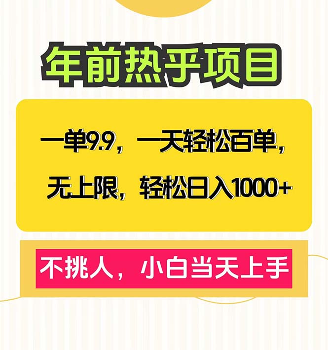 一单9.9，一天百单无上限，不挑人，小白当天上手，轻松日入1000+-学长代码-毕业设计源码网