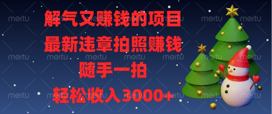 解气又赚钱的项目，最新违章拍照赚钱，随手一拍，轻松收入3000+-学长代码-毕业设计源码网